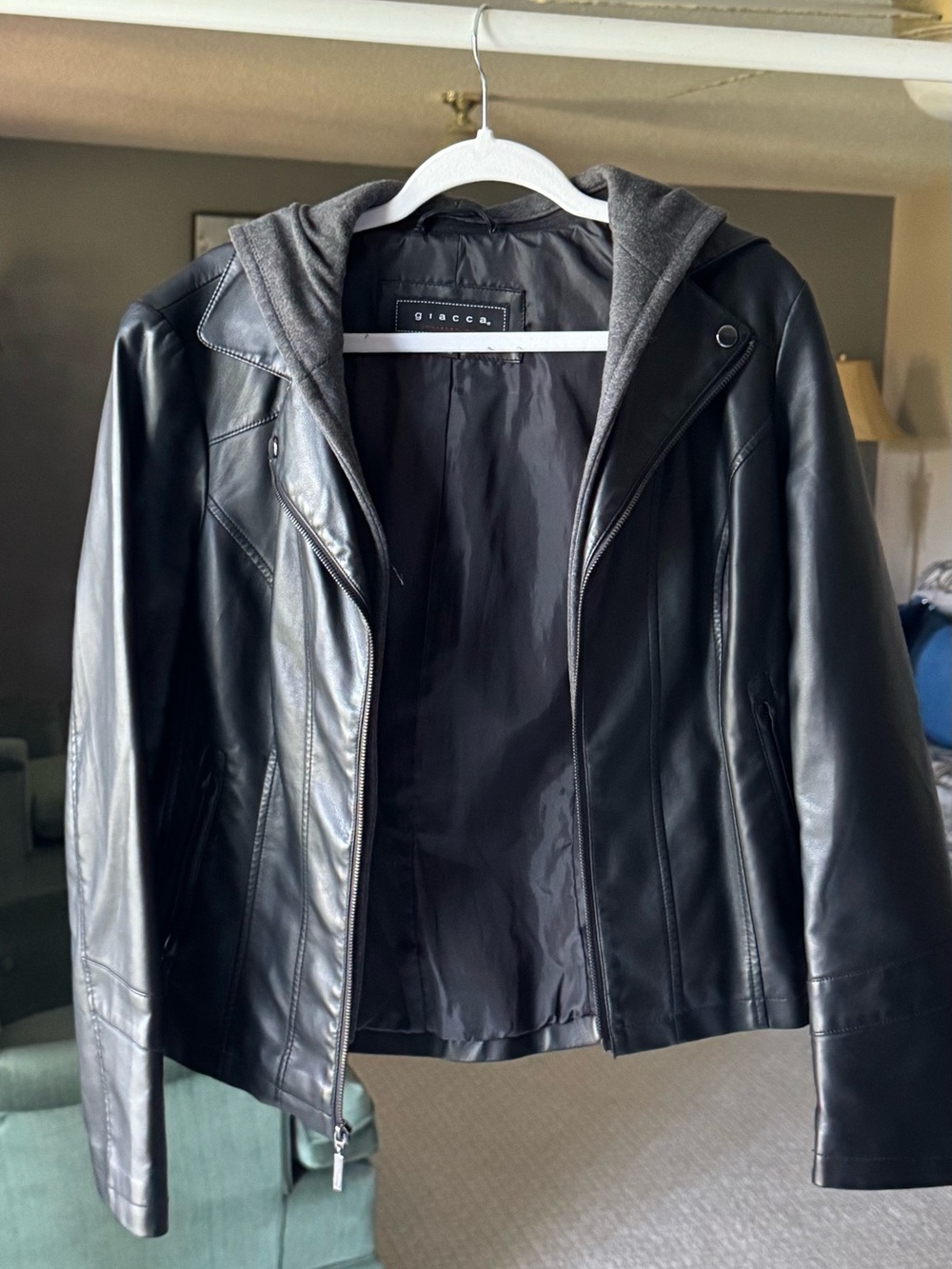 giacca Black Jacket with Gray Detachable Hood